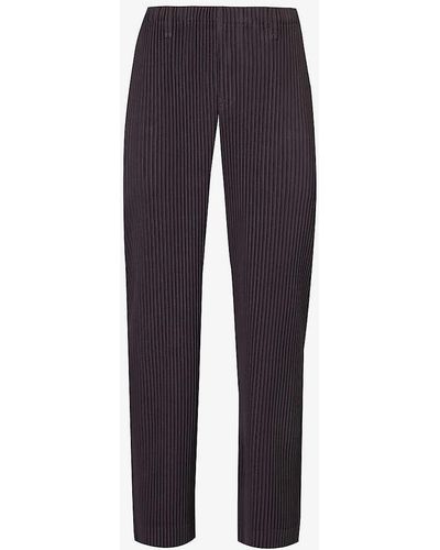 Homme Plissé Issey Miyake Pleated Straight-leg Regular-fit Knitted Trousers - Blue
