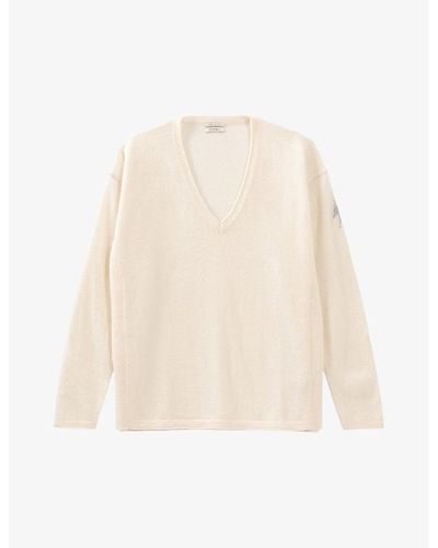 IKKS Relaxed-fit V-neck Cashmere Sweater - White