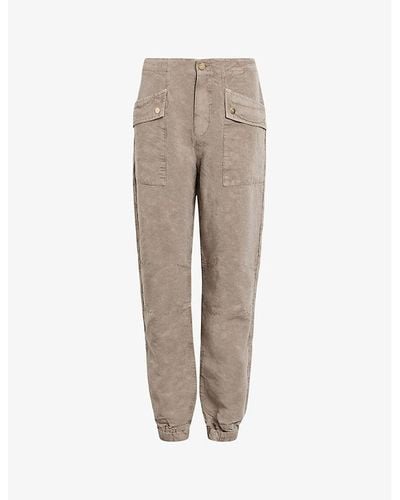 AllSaints Val Patch-pocket Tapered-leg Linen-blend Pants - Natural