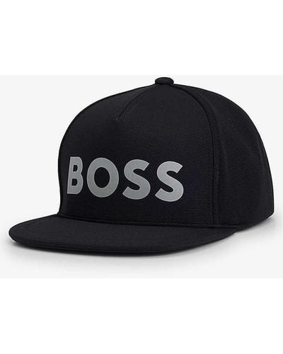 BOSS Logo-print Curved-peak Stretch-jersey Cap - Black