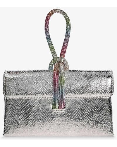 Dune Brynie Metallic Faux-leather Top-handle Bag - Grey