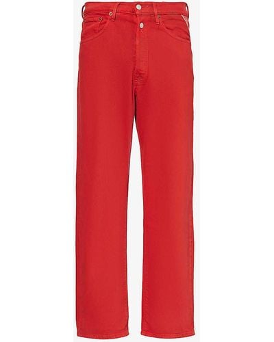 Replay 9zero1 Brand-patch Straight-leg Mid-rise Stretch-denim Jeans - Red