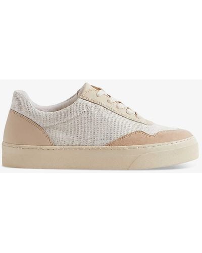 Reiss Asha Canvas And Suede Low-top Trainers - White