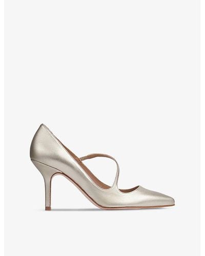 LK Bennett Simone Asymmetric Heeled Leather Court Shoes - White