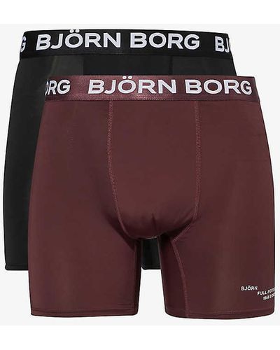 Björn Borg Performance Branded-waistband Pack Of Two Stretch Recycled-polyester Boxers Xx - Red