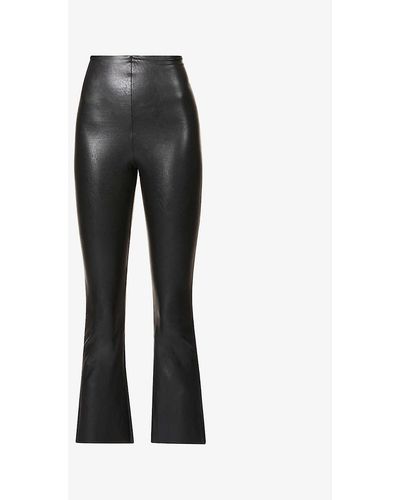 Commando Cropped Flared High-rise Faux-leather Trouser - Black