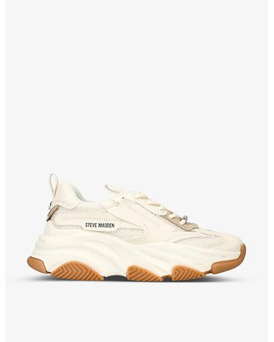 Steve Madden Possession Chunky-soled Mesh And Faux-leather Sneakers - Natural