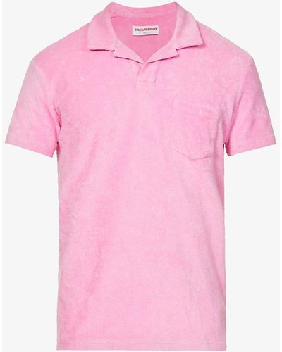 Orlebar Brown Terry Brand-tab Relaxed-fit Cotton Polo Shirt - Pink