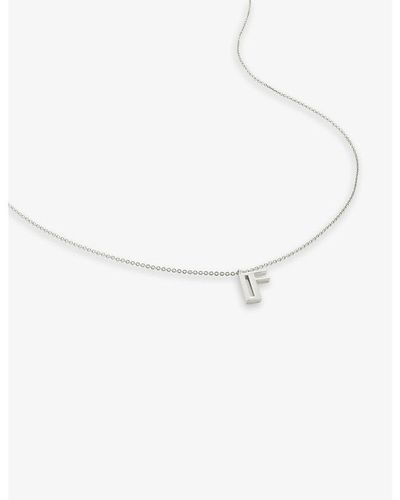 Monica Vinader F Letter-charm Recycled Sterling-silver Pendant Necklace - White