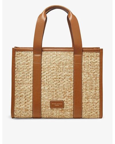 Aspinal of London Henley Small Raffia And Leather Tote Bag - Brown