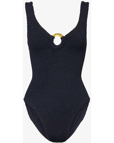 Hunza G Celine Plunge-neck Swimsuit - Blue