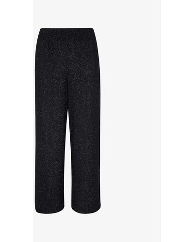 Whistles Flared High-rise Metallic Stretch-woven Trousers - Black