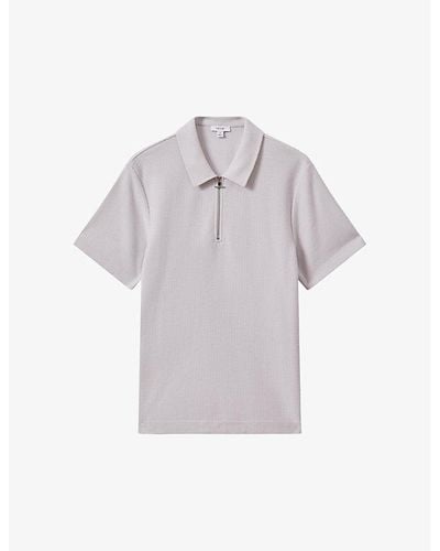 Reiss Felix Textured-knit Cotton Polo Shirt - Purple