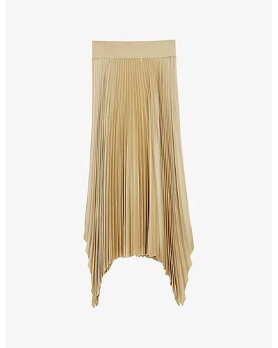 JOSEPH Ade High-rise Pleated Woven Midi Skirt - Natural