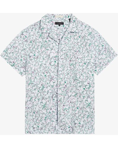 Ted Baker Bartlet Floral-print Jersey Shirt - White