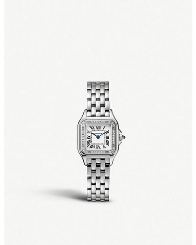 Cartier Crw4pn0007 Panthère De Small Model Stainless Steel And Diamond Quartz Watch - White