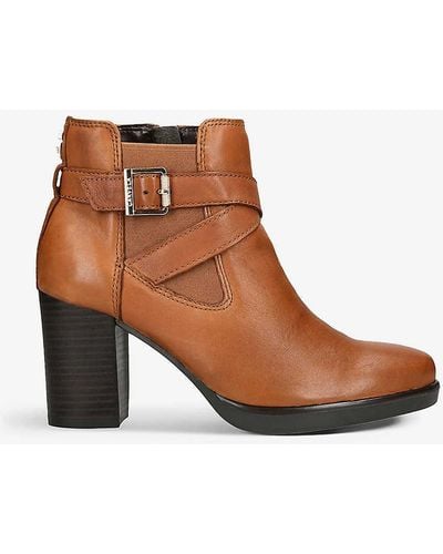 Carvela Kurt Geiger Silver 2 Buckle-embellished Leather Heeled Ankle Boots - Brown