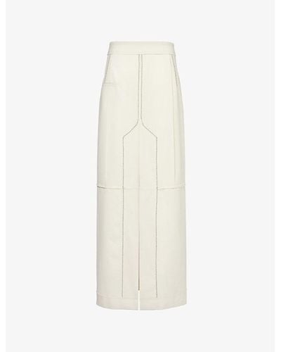 Victoria Beckham Deconstructed Stretch-woven Blend Midi Skirt - White