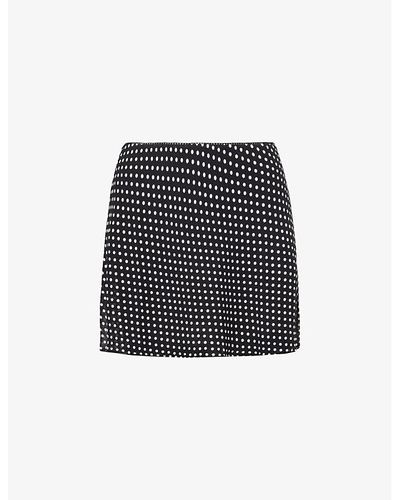 Reformation Brandy Polka-dot Woven Mini Skirt X - Black