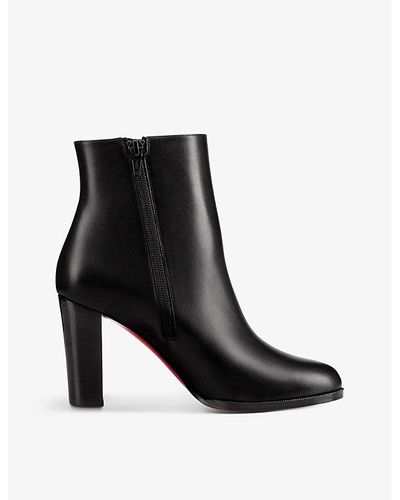 Christian Louboutin Adox 85 Round-toe Heeled Leather Ankle Boots - Black