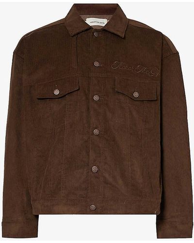 Honor The Gift Brand-embroidered Boxy-fit Cotton-corduroy Jacket X - Brown