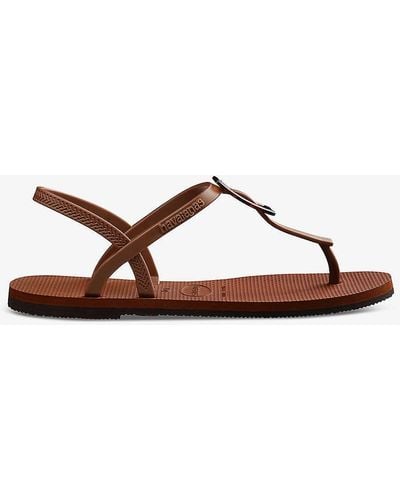 Havaianas Have You Paraty Buckle Logo-embossed Rubber Flip-flops - Brown
