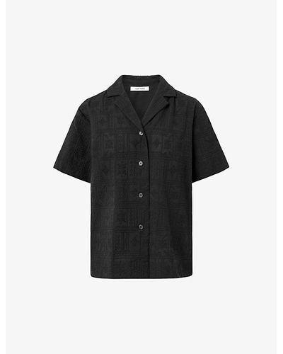Nué Notes Henri Embroidered Cotton Shirt - Black