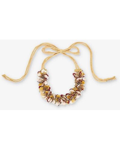 Dries Van Noten Floral Bead-embellished Woven Necklace - Metallic