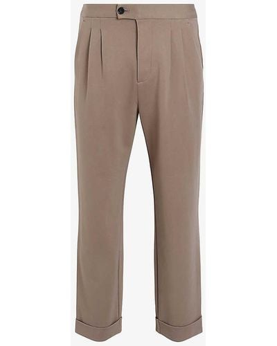 AllSaints Helm Cropped Tapered-leg Stretch-woven Trousers - Grey