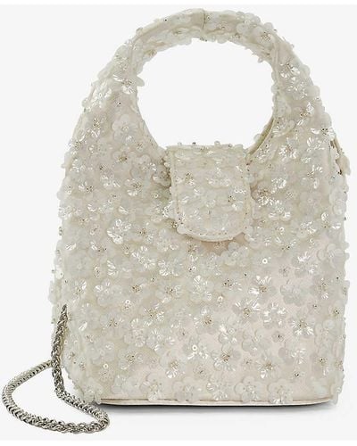 Dune Bridal Bouquette Sequin-embellished Woven Cross-body Bag - White