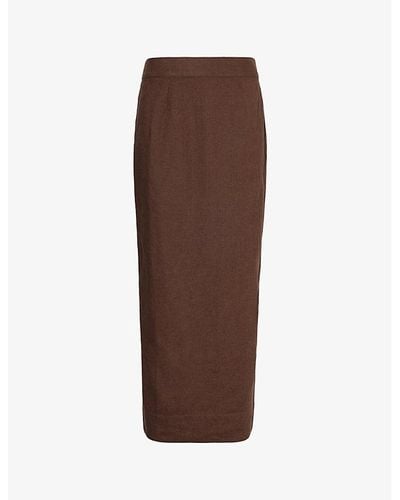 Posse Emma Mid-rise Linen Maxi Skirt - Brown