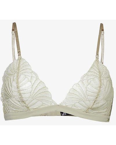 Calvin Klein Embroidered Sheer Lace Bralette - White