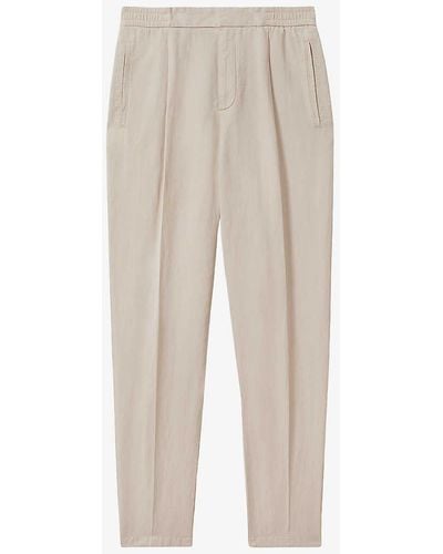 Reiss Pact Straight-leg Relaxed-fit Cotton And Linen-blend Trousers - White