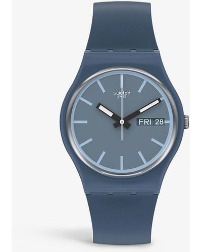 Swatch So28n701 Knock Nap Bio-sourced Silicone Quartz Watch - Blue