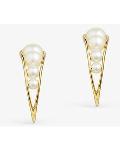 The Alkemistry Ruifier Morning Dew Droplet 18ct Yellow-gold And Freshwater Pearl Earrings - Natural