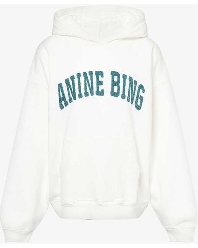 Anine Bing Harvey Logo-print Cotton-jersey Hoody - White