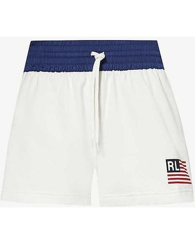 Polo Ralph Lauren Flag Logo-print Cotton-blend Jersey Shorts - Blue