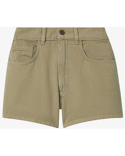 Reiss Colorado Regular-fit High-rise Cotton-blend Shorts - Green