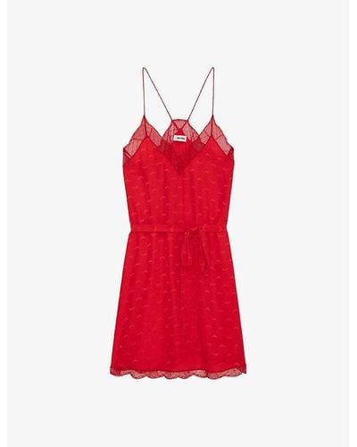 Zadig & Voltaire Ristyz Jacquard-wing Silk Mini Dress - Red