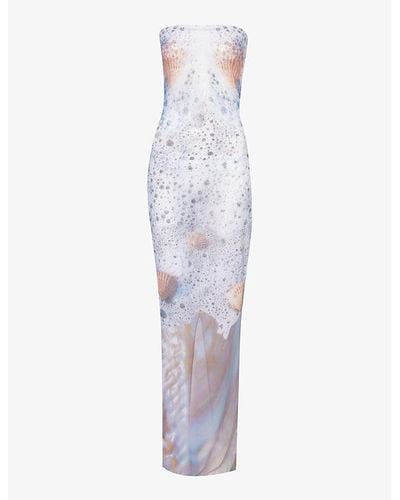 DI PETSA Sea Foam Graphic-print Stretch-recycled-polyester Maxi Dress - Purple