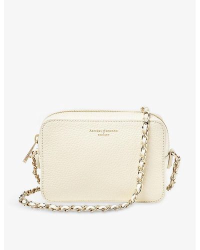 Aspinal of London Milly Logo-print Grained-leather Cross-body Bag - Natural