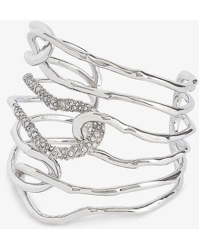 Alexis Solanales Crystal-embellished -plated Brass Bracelet - White