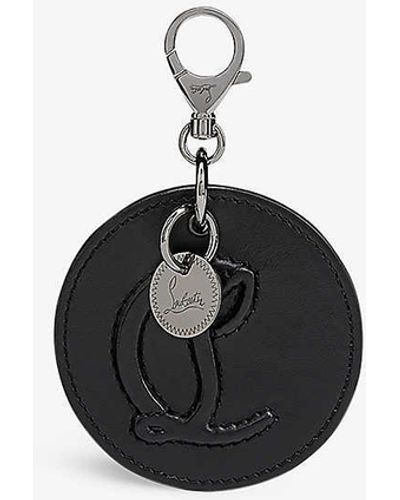Christian Louboutin Logo-embossed Leather And Brass Bag Charm - Black