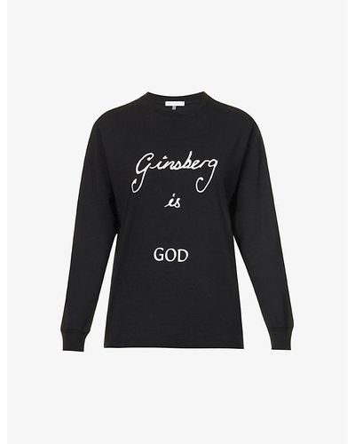 Bella Freud Ginsberg Is God Brand-print Organic-cotton T-shirt - Black