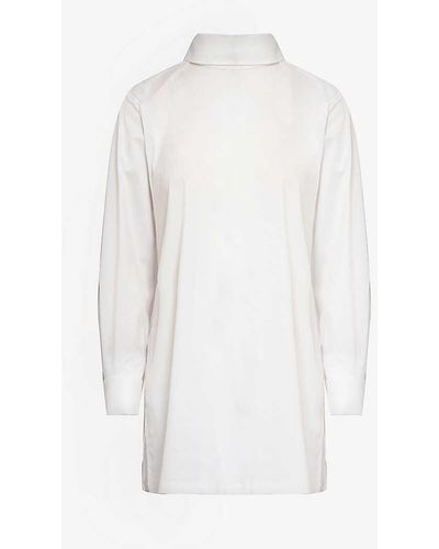Issey Miyake High-neck Split-hem Cotton-blend Shirt - White