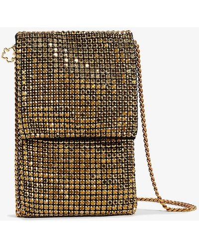 Ted Baker Glitzah Crystal-embellished Woven Phone Pouch - Natural