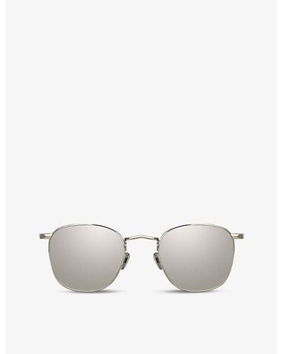 Linda Farrow Simon Square-frame 22ct White Gold-plated Titanium Sunglasses