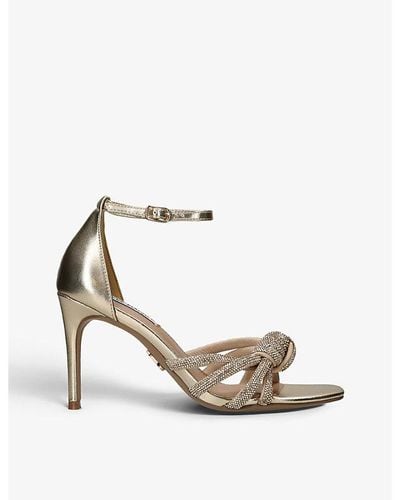 Steve Madden Redazzle Embellished Metallic Faux-leather Sandals - White