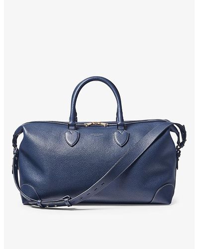 Aspinal of London Logo-embossed Top-handle Leather Holdall - Blue