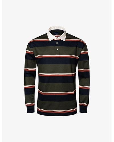 Eton Stripe-print Regular-fit Cotton-piqué Rugby Shirt X - Black